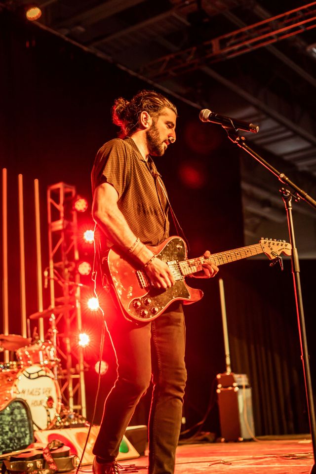 Guitarist and vocalist performing live